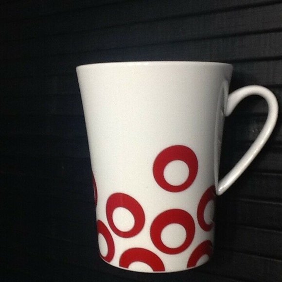 3 Mikasa 10-oz Red & White ⭕️ CIRCLE CHIC ⭕️ Mugs - Picture 3 of 8